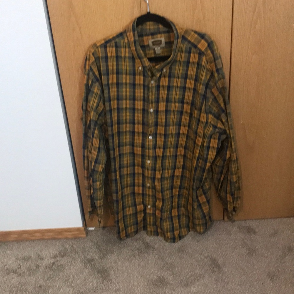 Mens plus size plaid button up long sleeve shirt